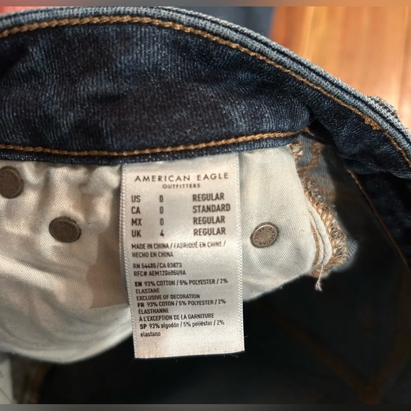 American Eagle Highest Rise Flare Jeans 0 Raw Hem Stretch 70s Boho Festival - Picture 10 of 10